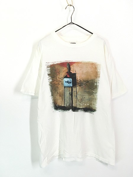 古着 90s COUNTING CROWS 「Tour 99」 This Desert Life 魚 アート ロック バンド Tシャツ L