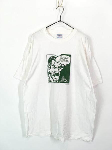 古着 00s 「Welcome to Shop Class . Your Bongs are Due Friday」 マリファナ ボング コミック アート Tシャツ XL