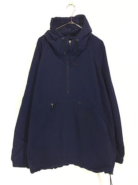 古着 90s USA製 LANDS' END BIG フード ナイロン アノラック パーカー フーディー XL