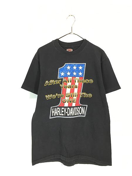 古着 90s USA製 HARLEY DAVIDSON 「No1」 ロゴ Tシャツ M 古着