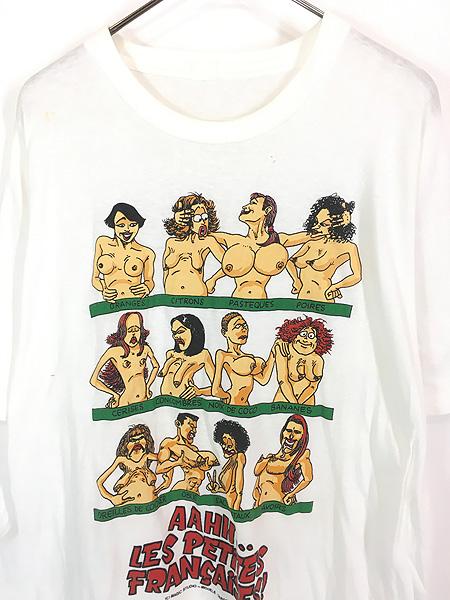 古着 80-90s 胸 バスト コミカル アート エロ Tシャツ XL位 古着