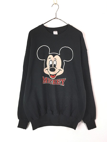 古着 80s USA製 Disney Mickey Mouse ミッキー フェイス スウェット トレーナー XL 古着