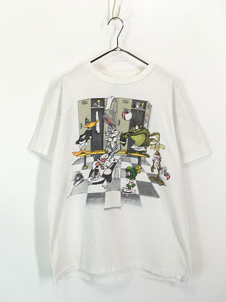 古着 90s USA製 LOONEY TUNES マルチ キャラクター ベンチルーム 両面 プリント Tシャツ L 古着の通販は