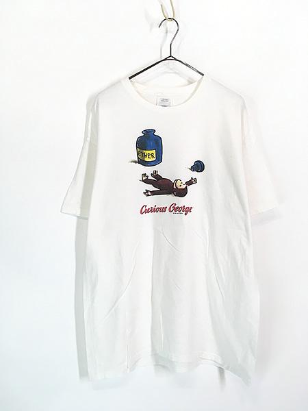 古着 90-00s Curious George おさるのジョージ 絵本 キャラクター リンガー Tシャツ L 古着の通販は