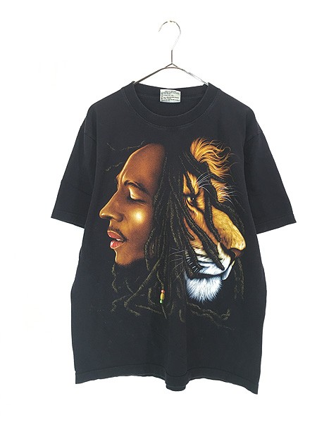 古着 00s- BOB MARLEY × ライオン フォト ロック レゲエ ミュージック Tシャツ Lの通販は