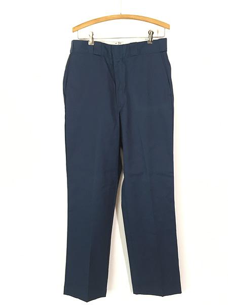 古着 90s USA製 Dickies コットンツイル ワーク チノ パンツ チノパン ストレート ネイビー W32 L32 ミント!!
