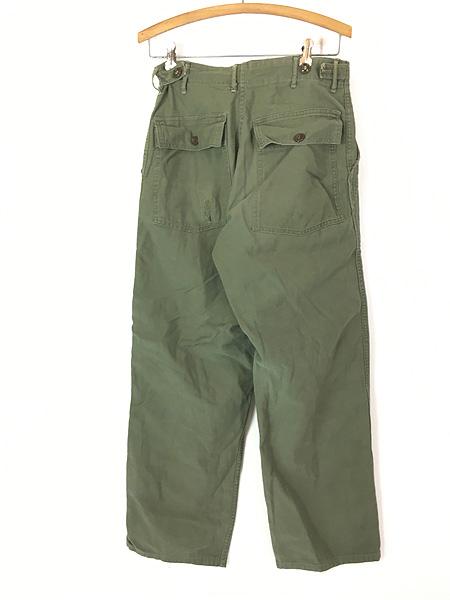 古着 60s 米軍 US ARMY 「初期」 ダメージ & リペア 8.5oz コットンサテン ミリタリー ベイカー パンツ ストレート W29 L30