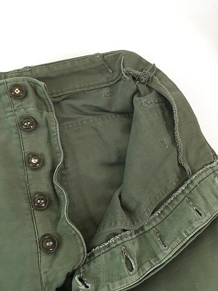古着 60s 米軍 US ARMY 「初期」 ダメージ & リペア 8.5oz コットンサテン ミリタリー ベイカー パンツ ストレート W29 L30