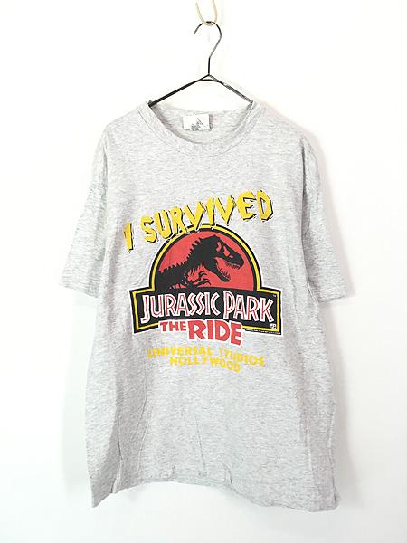 古着 90s USA製 JURASSIC PARK THE RIDE ジュラシックパーク 恐竜 ムービー アトラクション Tシャツ L 古着