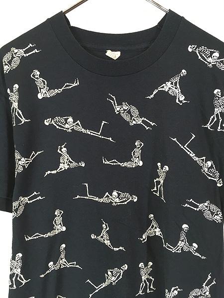 古着 90s USA製 ボーン スカル 人気 48手 エロ Tシャツ L 古着