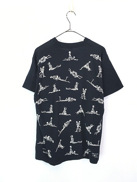 古着 90s USA製 ボーン スカル 人気 48手 エロ Tシャツ L 古着