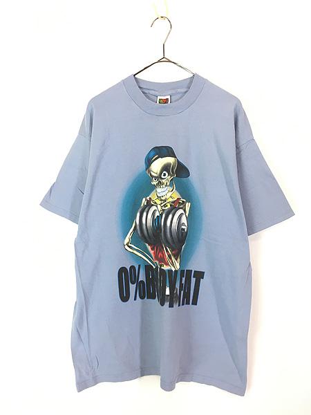 古着 00s 「0% BODY FAT」 スカル ボーン トレーニング グラフィック Tシャツ XL 古着の通販は 6,006円