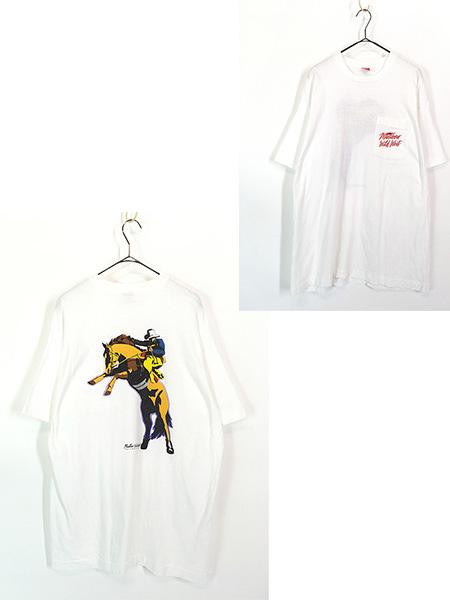 古着 90s USA製 Marlboro マルボロ カウボーイ ビビッド アート ポケット Tシャツ ポケT XL位 古着の通販は
