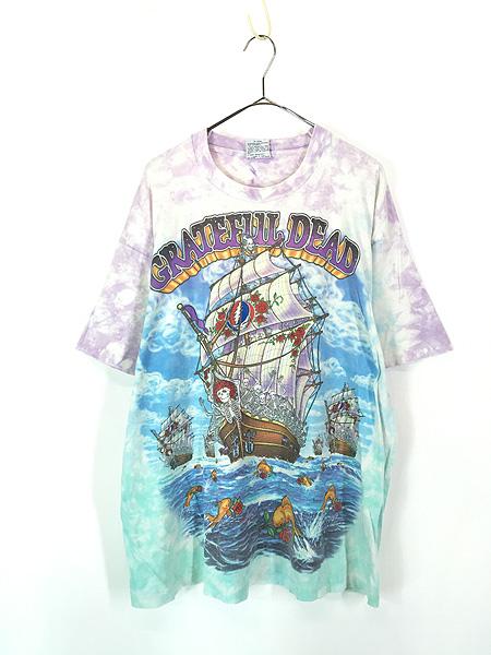 古着 90s USA製 Grateful Dead 「GD RACING」 レーシング スカル デッドベア ロック バンド タイダイ Tシャツ XL 古着 90s USA製 Grateful Dead 「GD RACING」 レーシング スカル