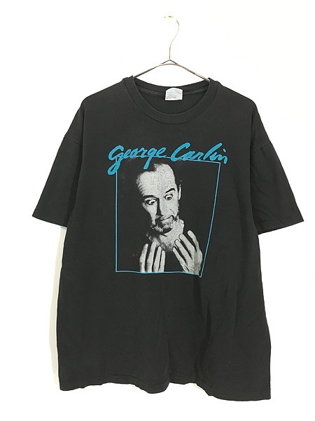 古着 90s USA製 George Carlin 「Sometimes a little brain damage can help」 コメディアン フォト Tシャツ XL