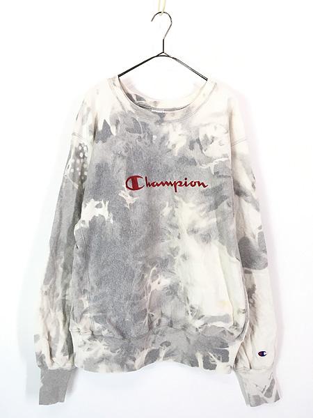 古着 90s Champion Reverse Weave BIG ロゴ 刺しゅう ブリーチ リバース スウェット L 古着