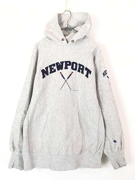 古着 90s USA製 Champion Reverse Weave 「NEWPORT」 2段 リバース スウェット パーカー XL 古着