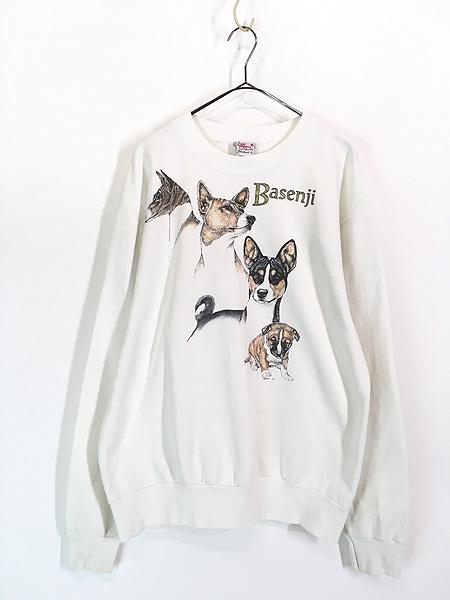古着 90s USA製 犬 バセンジー マルチ アニマル グラフィック スウェット トレーナー L 古着の通販は