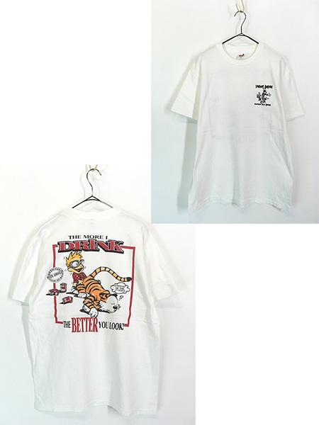 古着 90s USA製  and Hobbes 「Spring Break」 カルビン ホッブズ エロ Tシャツ L 古着