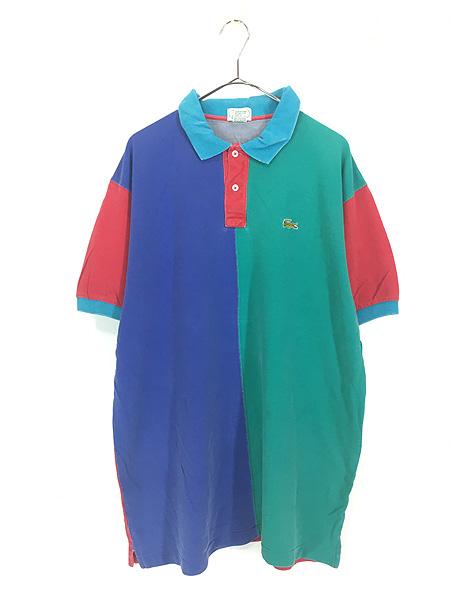 古着 80s LACOSTE クレイジー ブロック パターン カノコ ポロシャツ XL 古着
