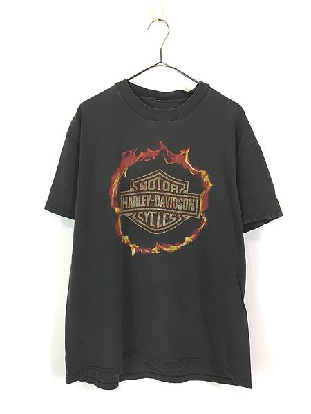 古着 90s HARLEY DAVIDSON シールド&バー ファイヤー Tシャツ L位 古着の通販はTシャツ
