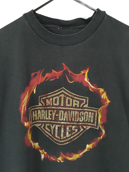 古着 90s HARLEY DAVIDSON シールド&バー ファイヤー Tシャツ L位 古着の通販は