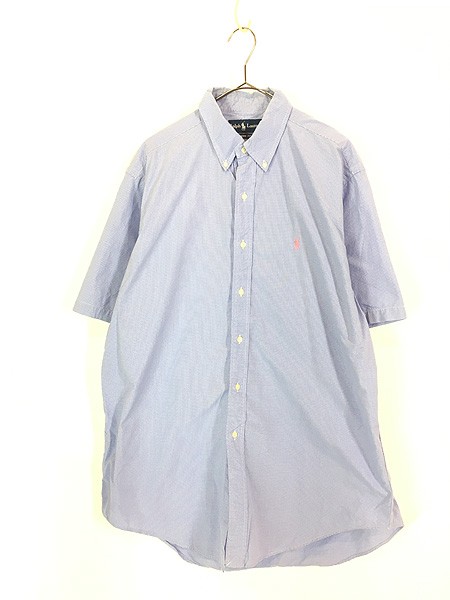 古着 90s Ralph Lauren 「CLASSIC FIT」 マイクロ ギンガム チェック 半袖 BD シャツ L 古着の通販は