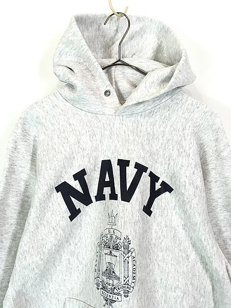 古着 90s USA製 Naval Academy 「NAVY」 ミリタリー リバース タイプ ヘビー スウェット パーカー M 古着 90s USA製 Naval Academy 「NAVY」 ミリタリー リバース タイプ