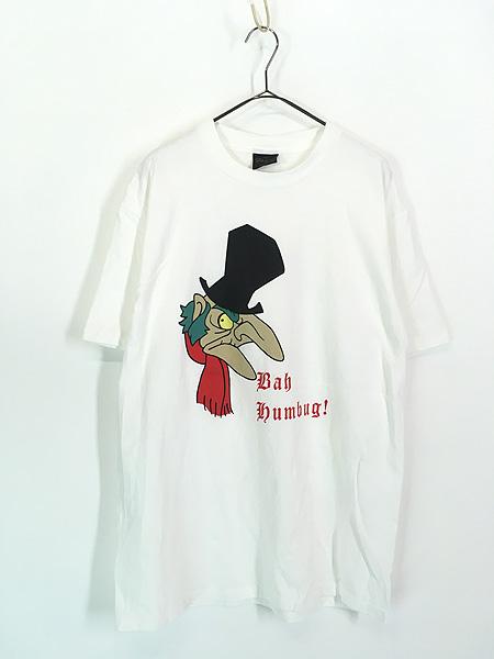 古着 90s USA製 A Christmas Carol クリスマス キャロル 「Bah Humbug!」 小説 ムービー Tシャツ XL 古着