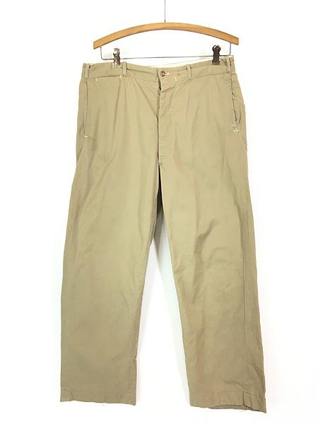 古着 50s 「SANFORIZED ARMY CLOTH」 ボタンフライ アーミークロス コットン チノ パンツ チノパン ストレート W33 L28の通販は