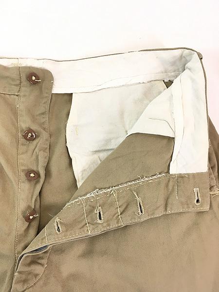 古着 50s 「SANFORIZED ARMY CLOTH」 ボタンフライ アーミークロス コットン チノ パンツ チノパン ストレート W33 L28の通販は