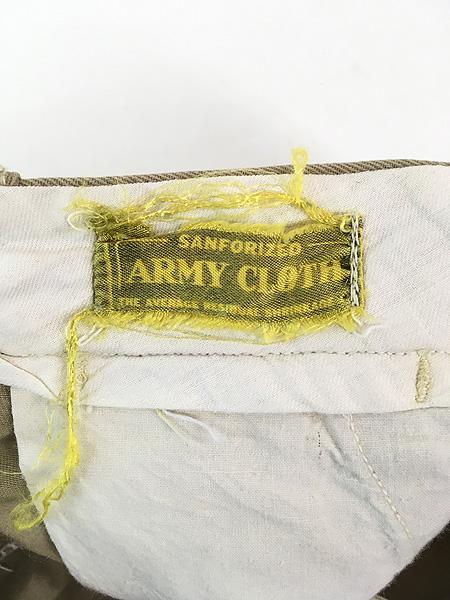 古着 50s 「SANFORIZED ARMY CLOTH」 ボタンフライ アーミークロス コットン チノ パンツ チノパン ストレート W33 L28の通販は