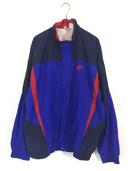 古着 90s NIKE 裏地 天竺 比翼 クレイジー ナイロン スポーツ ジャケット L位 古着