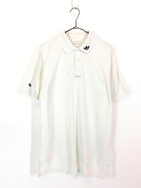 古着 90s adidas トレフォイル ワンポイント ソリッド カノコ ポロシャツ 白 40 古着の通販は