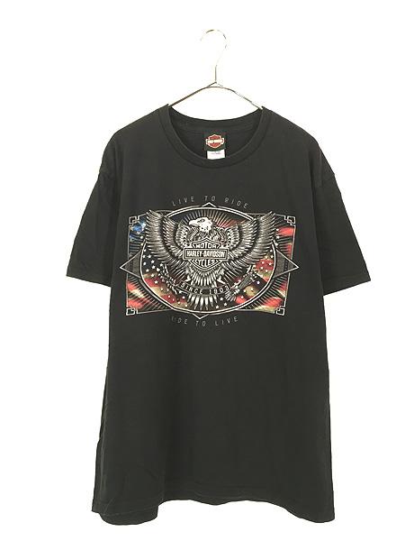 古着 10s USA製 HARLEY DAVIDSON 星条旗 イーグル バイク Tシャツ L 古着の通販は