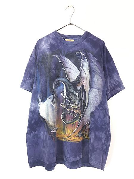 古着 00s THE MOUNTAIN ドラゴン 魔法使い グラフィック タイダイ Tシャツ XL 古着の通販は