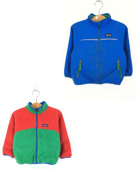 キッズ 古着 Patagonia リバーシブル シェル× バイカラー フリース ジャケット 2歳位 古着