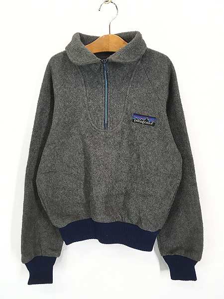 キッズ 古着 80s 初期 Patagonia 「デカタグ」 ハーフジップ フリース ジャケット チャコールグレー 9-10歳位 古着