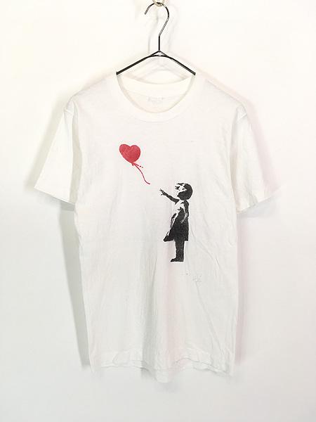 レディース 古着 80s ボディー バンクシー 「風船と少女」 スプレー ペイント アート デザイン Tシャツ M位 古着