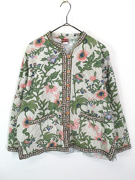レディース 古着 90s Tudor Court 花 フラワー ボタニカル スタンドカラー コットン ジャケット L位 古着の通販は 6,391円