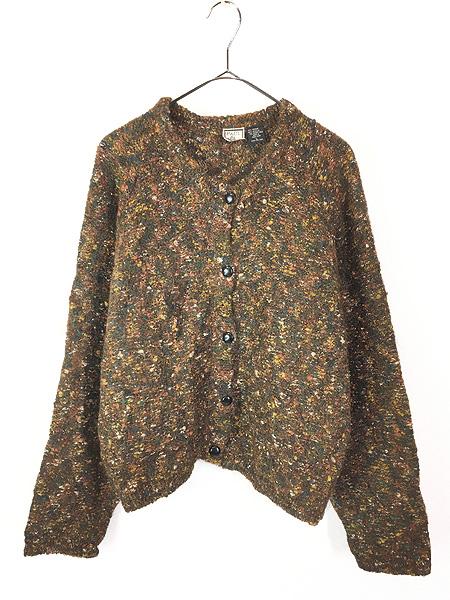 レディース 古着 80s PAUL Et Duffier カラフル MIX ループヤーン モヘア ニット カーディガン L 古着