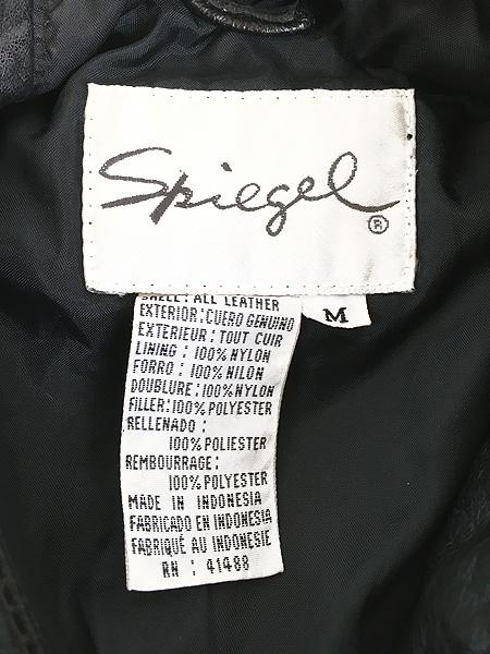 レディース 古着 90s Spiegel 本革 レザー パデット フーディー ロング ジャケット M 古着の通販は