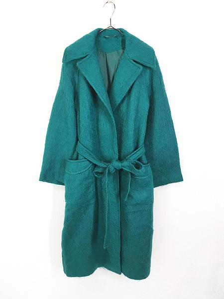 レディース 古着 80s STRATHTAY ORIGINALS Scotland製 無地 ソリッド モヘア ガウン コート M位 古着