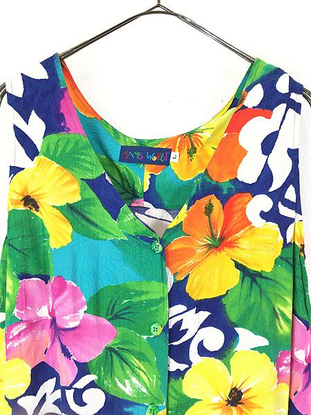 レディース 古着 90s USA製 JAMS WORLD カラフル 花 フラワー