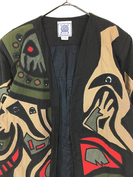 レディース 古着 90s QUINTO SOL キュビズム アート パッチ デザイン コットン ジャケット M 古着 レディース 古着 90s QUINTO SOL キュビズム アート パッチ デザイン