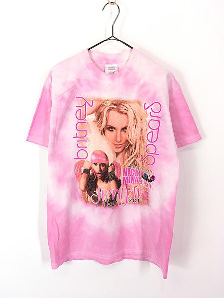 レディース 古着 10s Britney Spears × Nicki Minaj 「Femme Fatale Tour」 豪華 ツアー ミュージック タイダイ Tシャツ M 古着の通販は