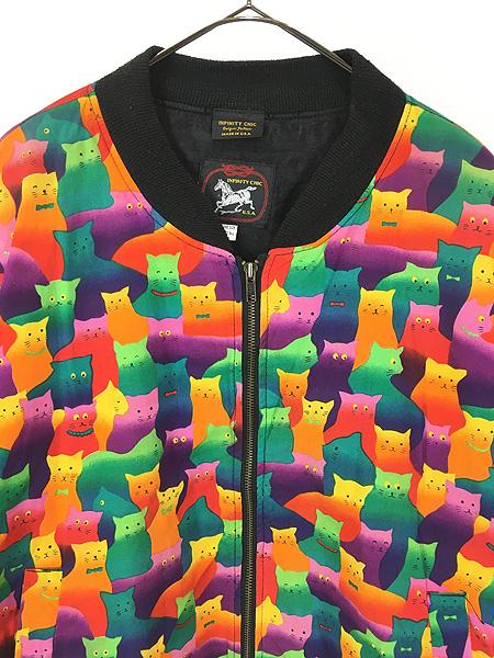 レディース 古着 90s USA製 INFINITY CHIC カラフル グラデーション 猫
