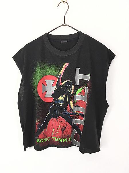 レディース 古着 80-90s THE CULT 「Sonic Temple」 ハード ロック バンド カットオフ ノースリーブ Tシャツ 黒 L位 古着