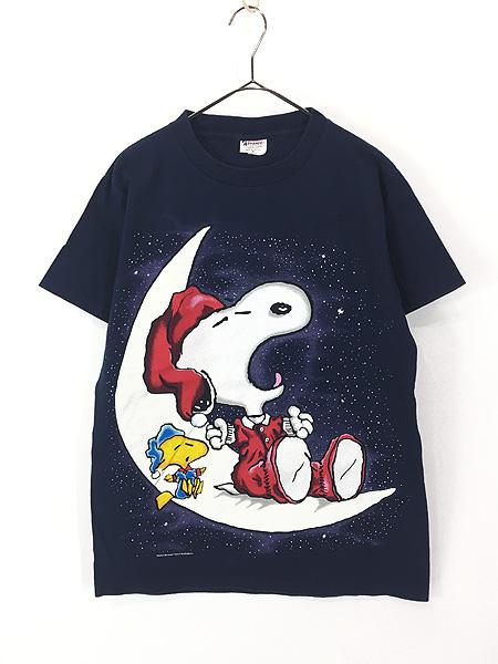 レディース 古着 90s USA製 Snoopy おやすみ スヌーピー 月  両面 蓄光 プリント Tシャツ M 古着の通販は 6,600円