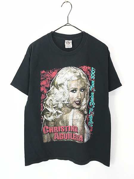 レディース 古着 00s Christina Aguilera 「Back To Basics Tour 2007」 ラテン ポップ シンガー ツアー Tシャツ M 古着